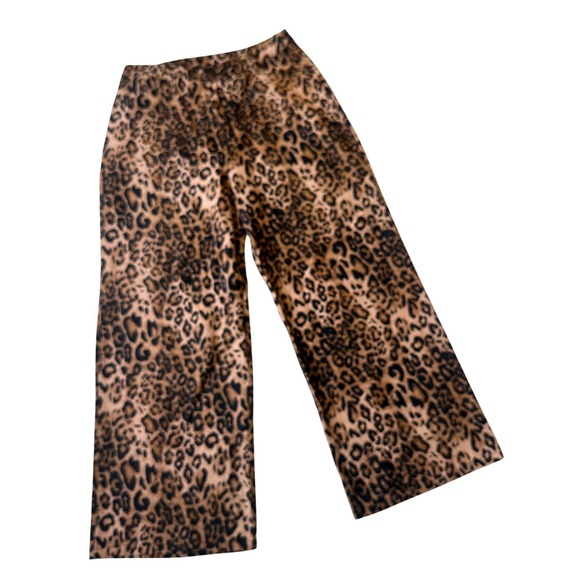 Cider Leopard Print Wide Leg Pants Women's XL 100% Cotton NWT Fun Trendy Neutral - Picture 3 of 12